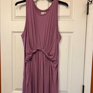 Purple 2x knit gathered/twist waist dress